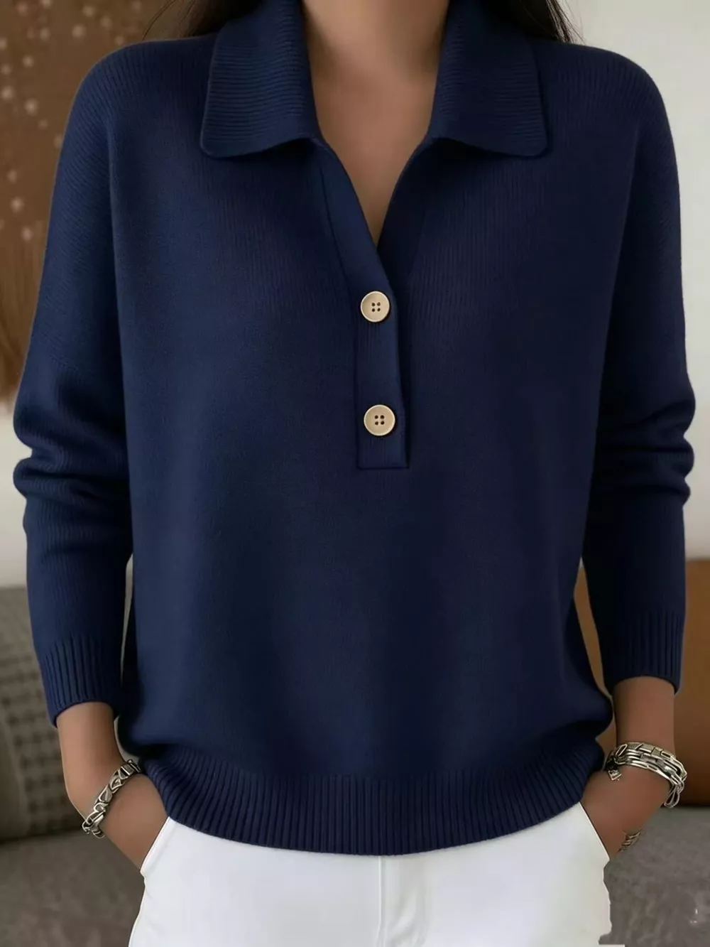 Ribbed Knit Button Detail Sweater, image 13