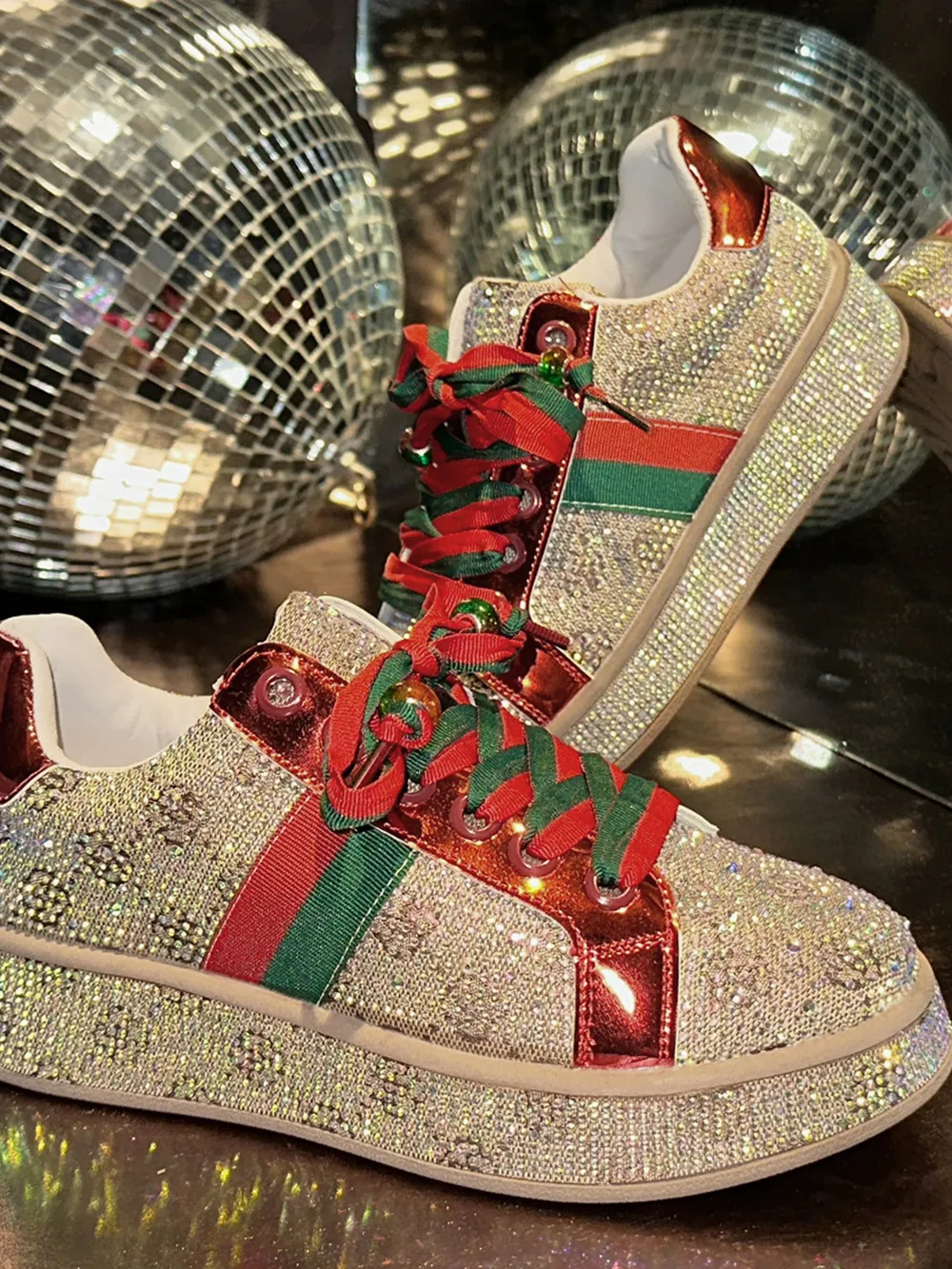 Rhinestone Round Toe Sneakers, image 2