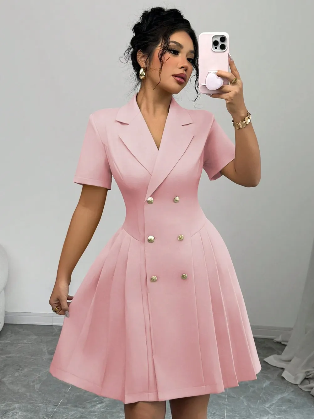 Double-Breasted Short Sleeve Dress, image 10