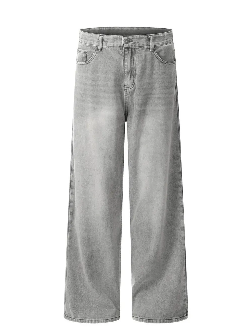 Men's High-Rise Wide Leg Washed Jeans