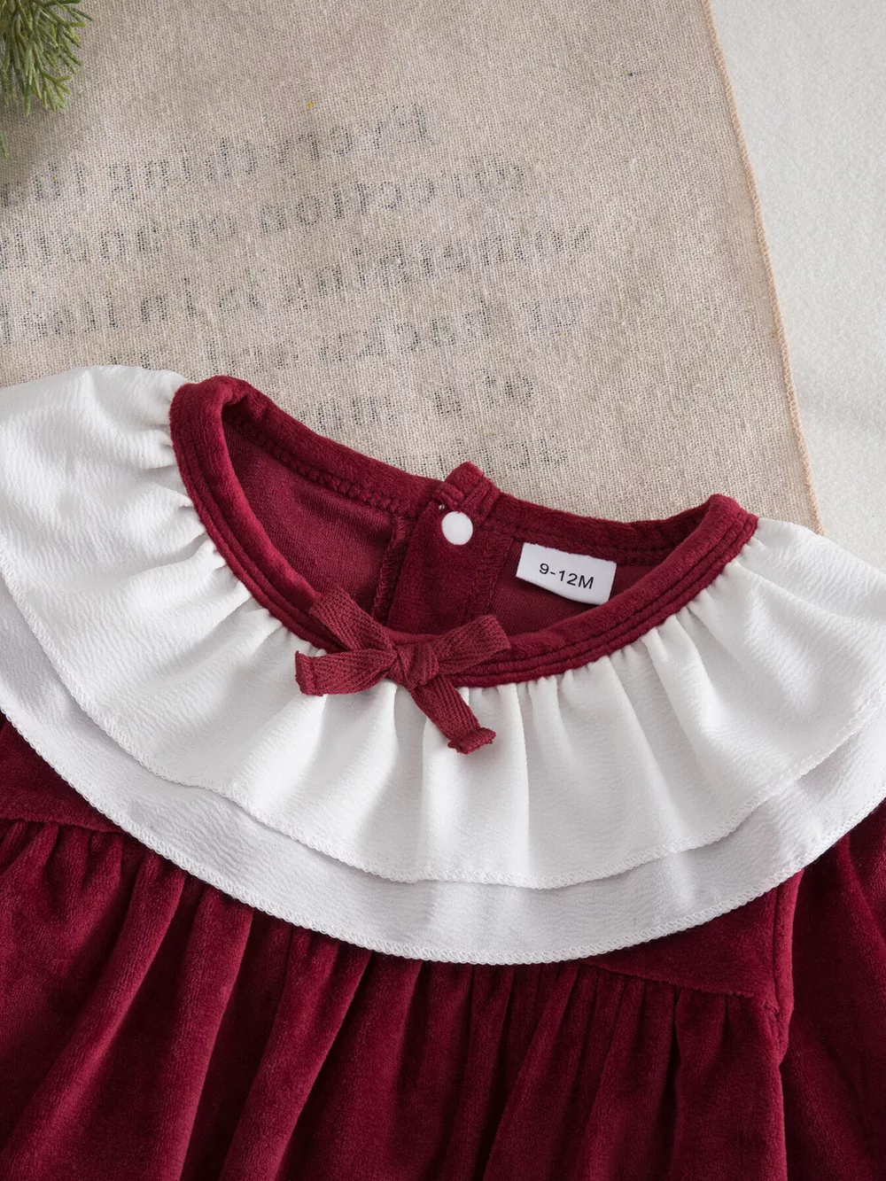 Children's Christmas Velvet Bodysuit and Socks Set, image 3