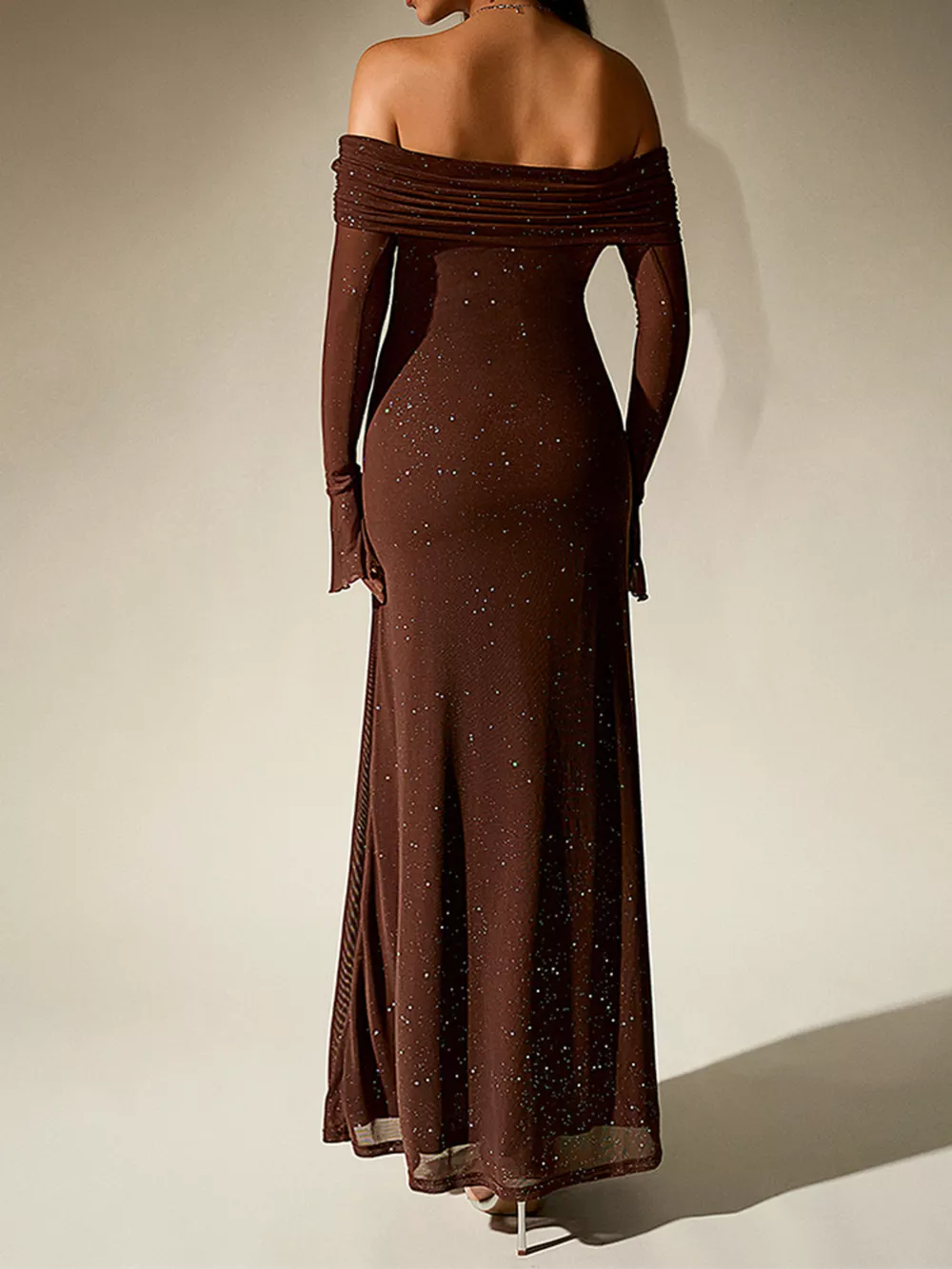 Glitter Off-Shoulder Maxi Dress, image 7