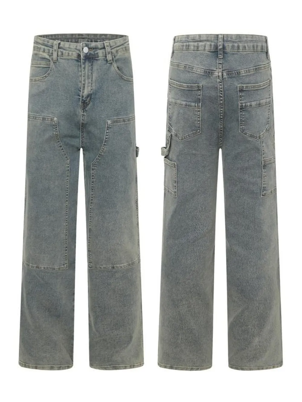 Men's High Waist Straight Leg Cargo Jeans, image 12