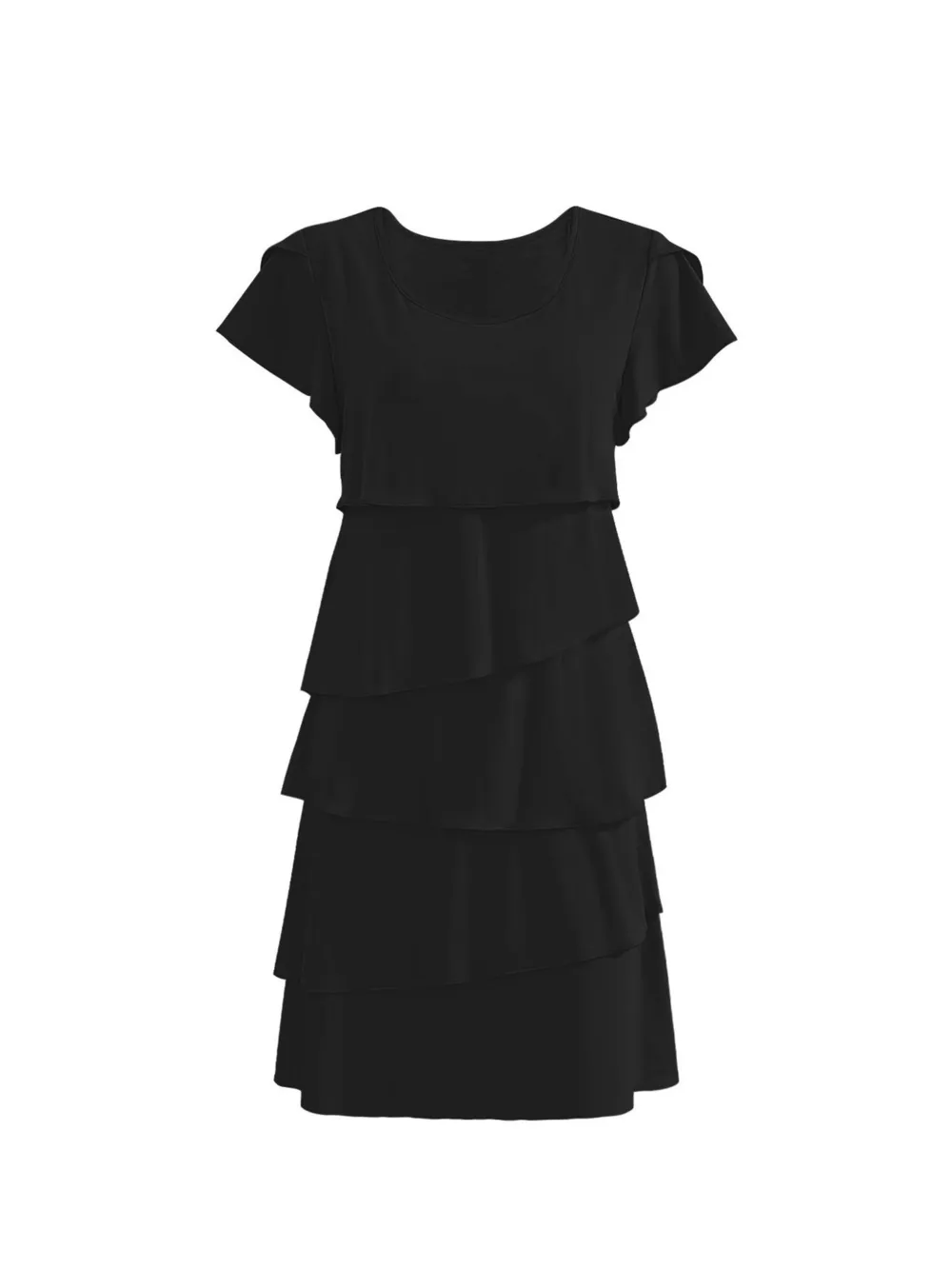 Casual Layered Round Neck Ruffled Sleeve Dress, image 7
