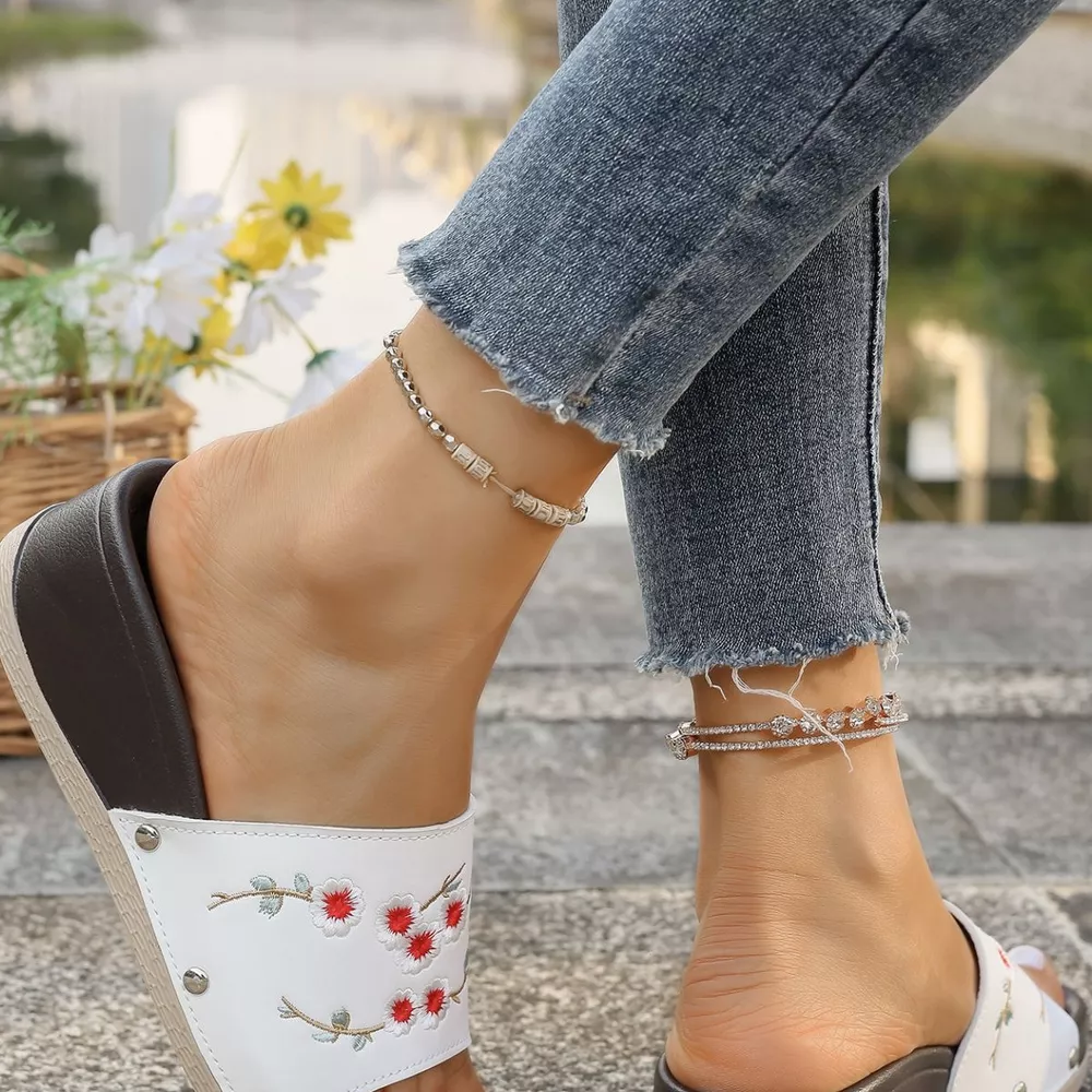 Floral Embroidered Wedge Sandals, image 11