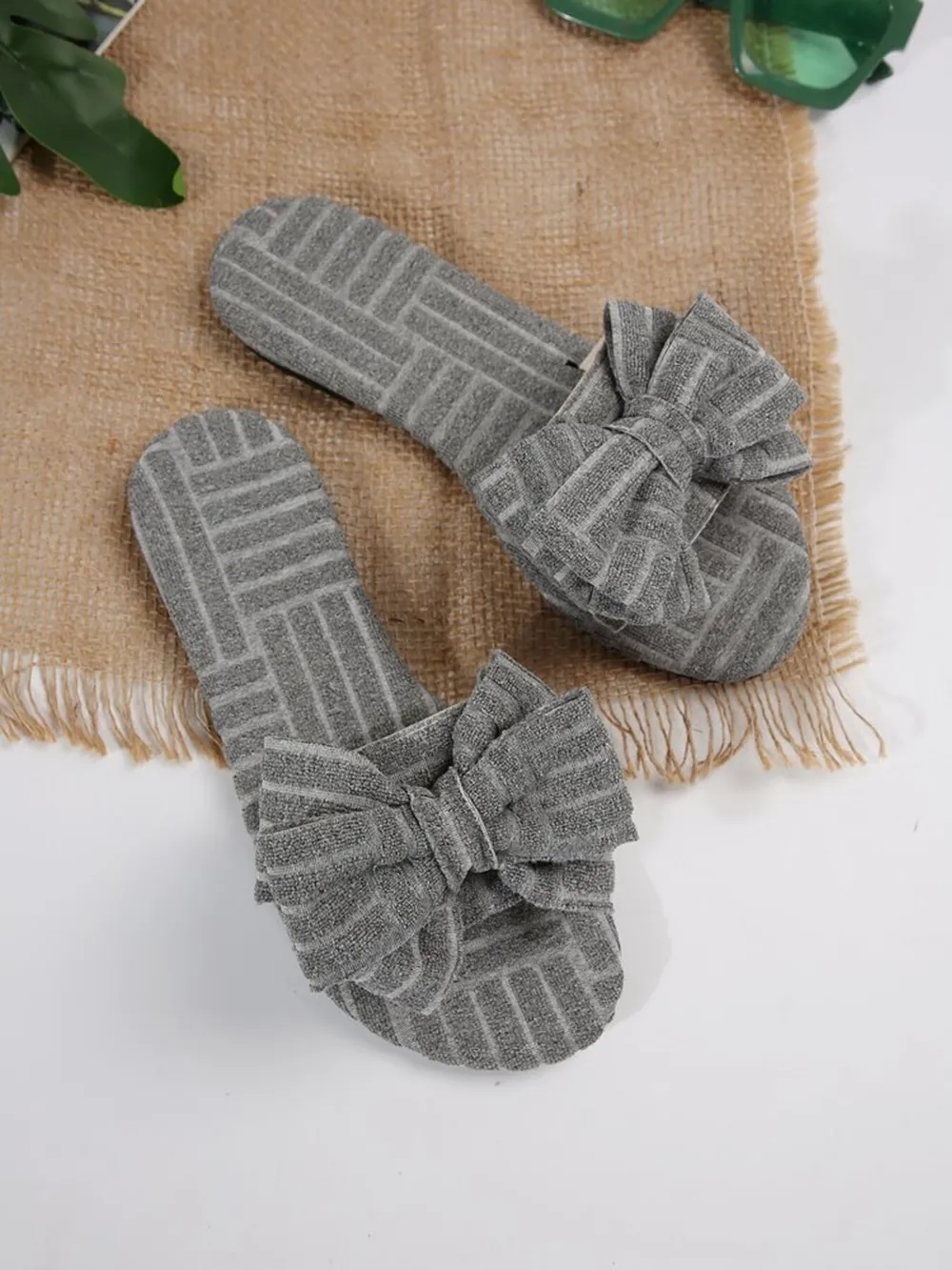 Bow Knot Open Toe Slippers, image 4