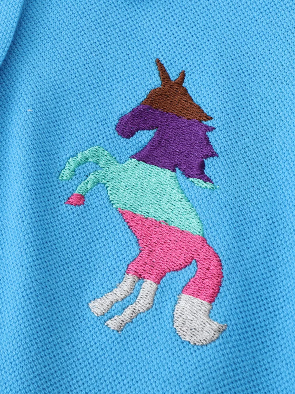 Children's Unicorn Embroidered Ruffled Polo Dress, image 2