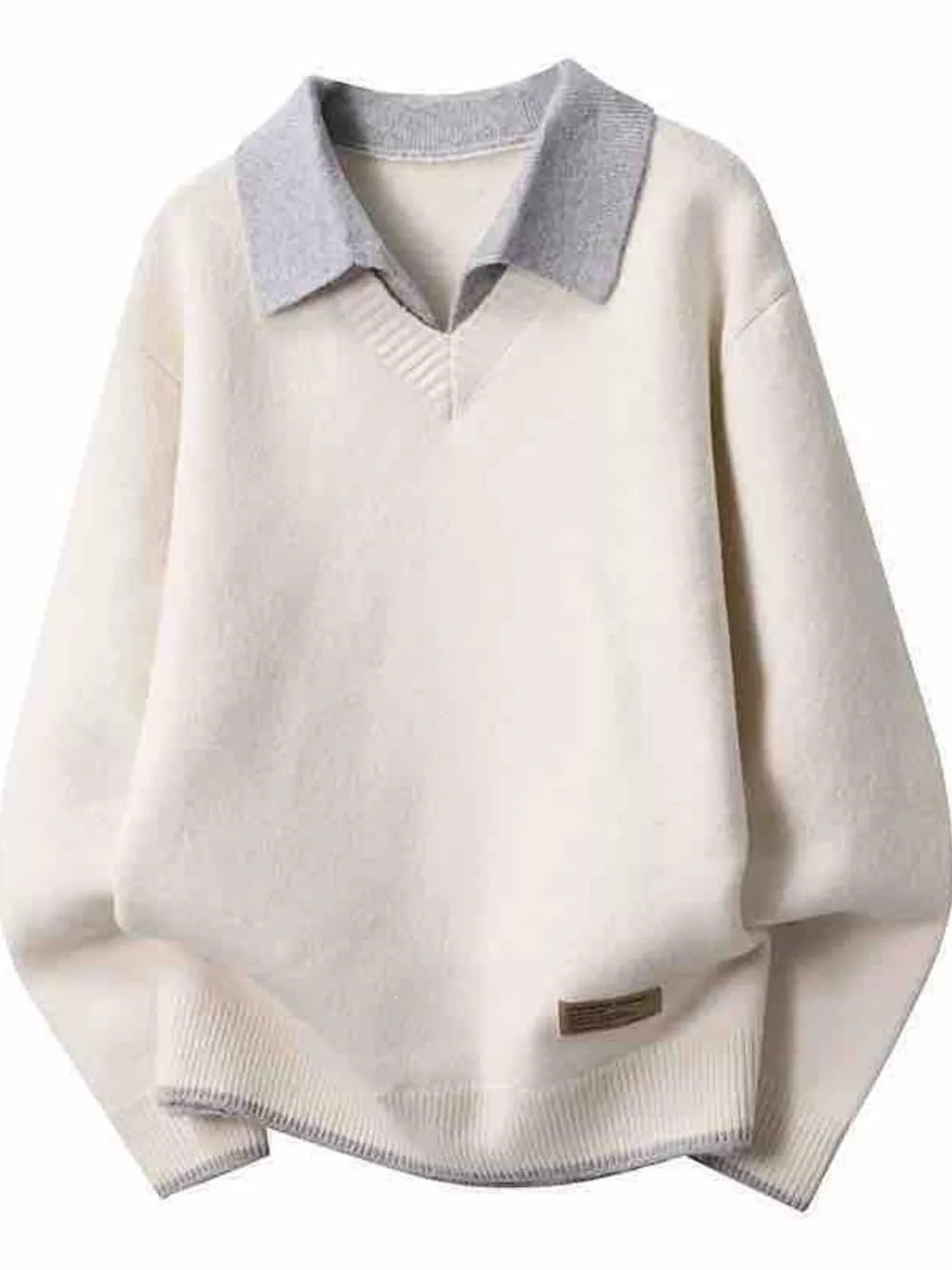 Men's Plus Size Polo Collar Long Sleeve Sweater, image 4