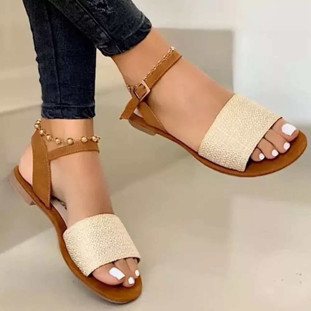 Open Toe Ankle-Strap Flat Sandals, image 3