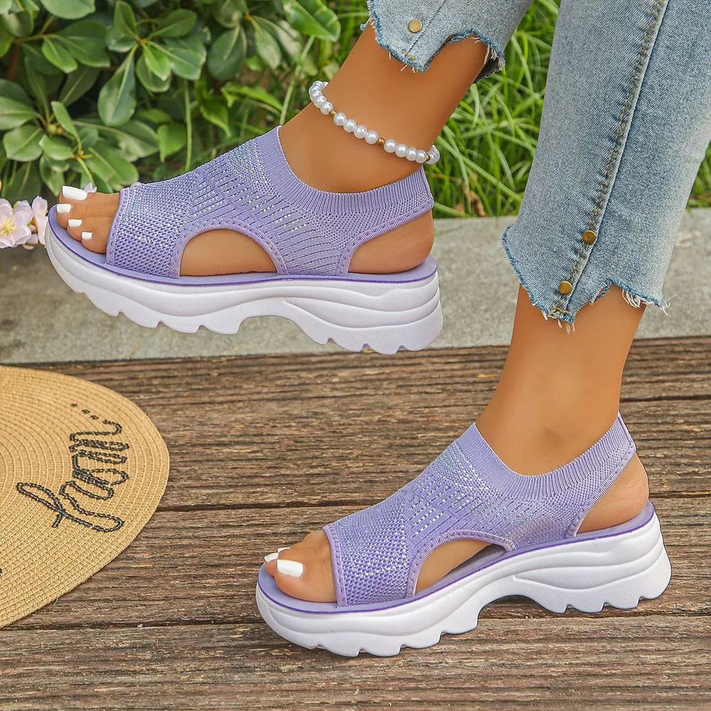 Mesh Open Toe Platform Sandals, image 11