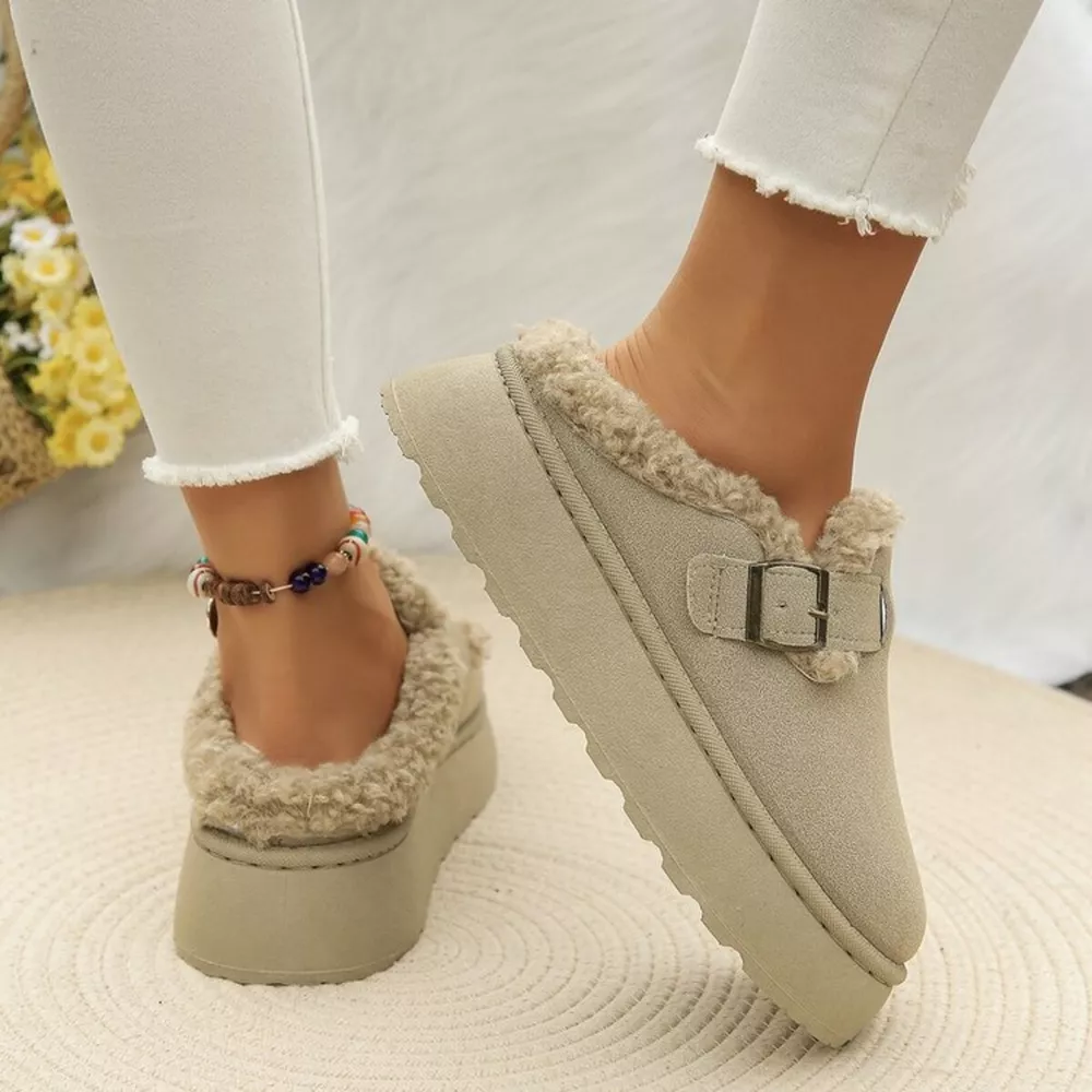 Round Toe Platform Fleece-Lined Slip-Ons, image 3