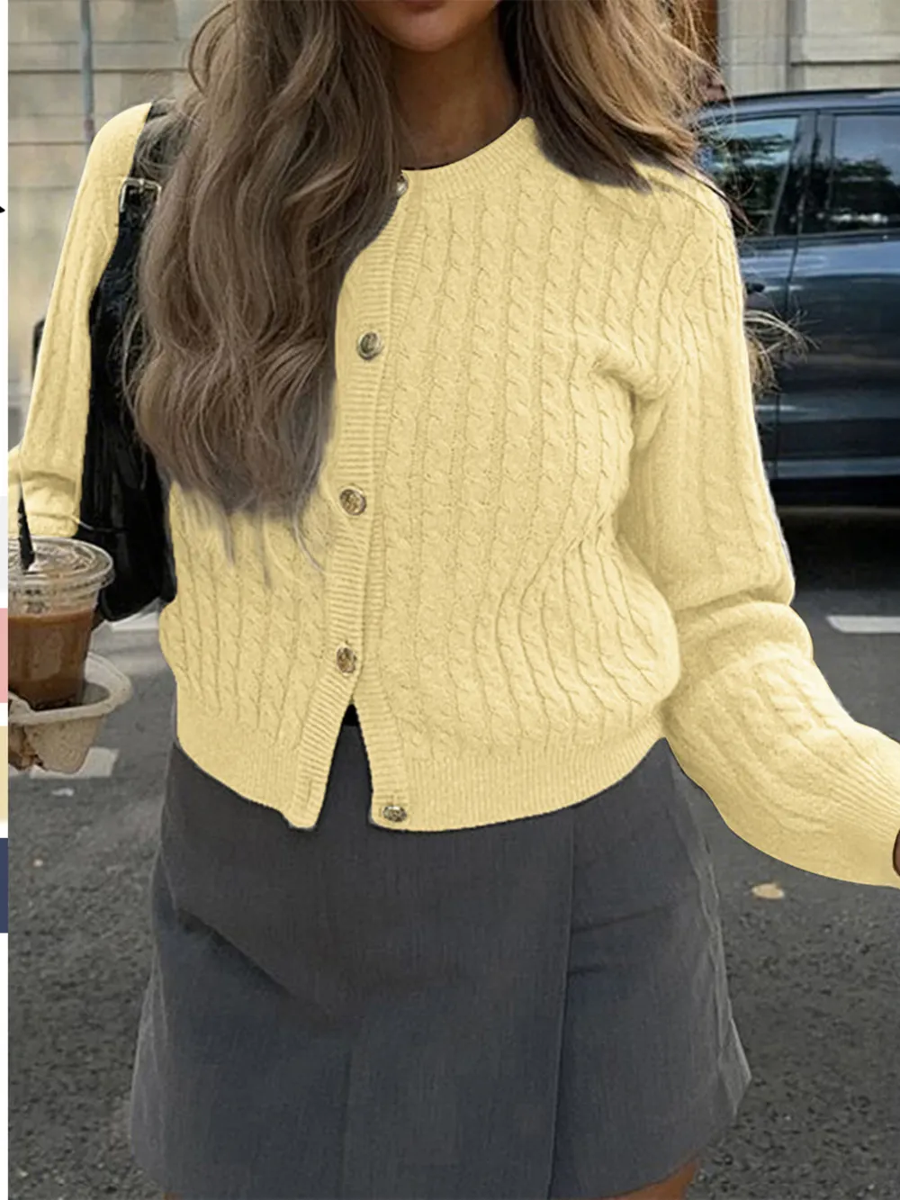 Cable Knit Button-Up Cardigan, image 11