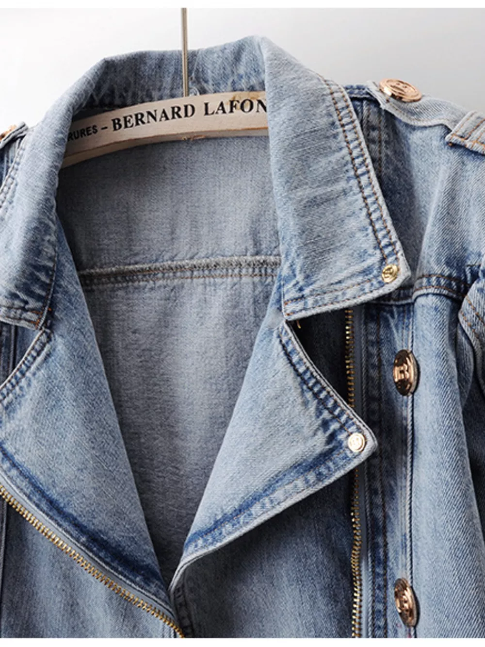 Asymmetrical Zip Denim Jacket, image 9