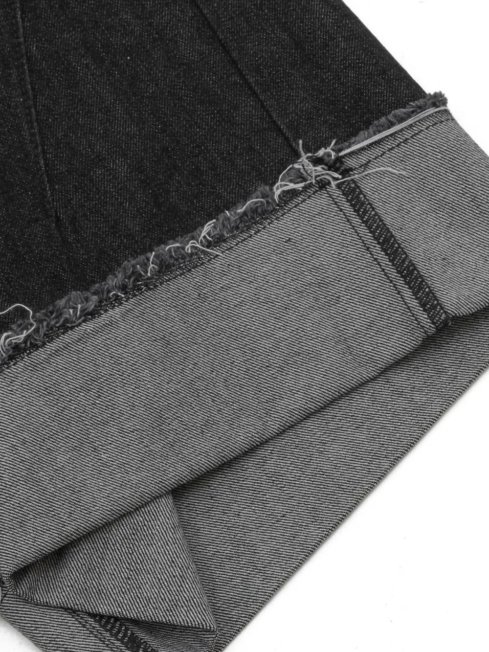 Men's Raw Hem Denim Bermuda Shorts with Contrast Cuffs, image 6
