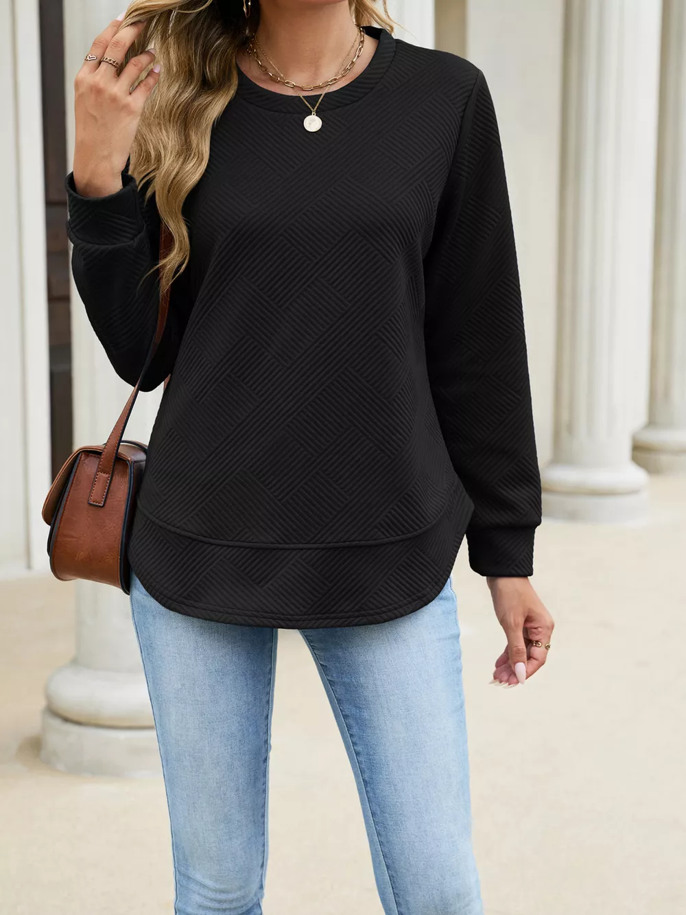 Textured Crew Neck Sweatshirt, image 18