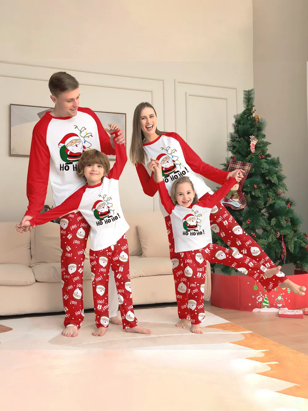 Full Size Matching Family Christmas Santa Claus Pajamas Set Plus Size, image 2
