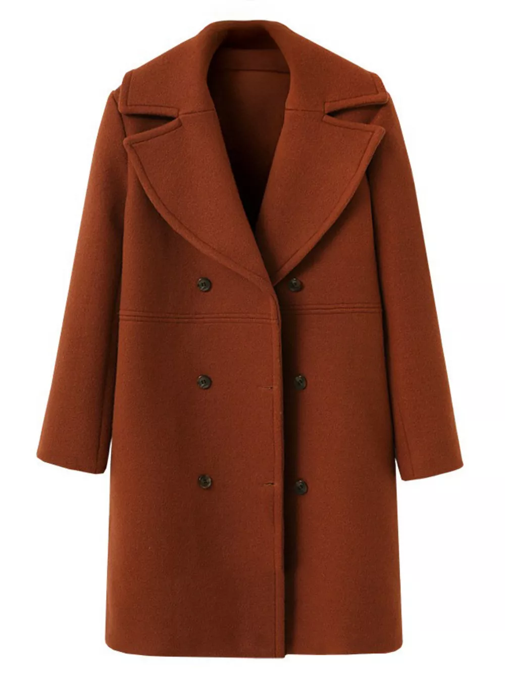 Double-Breasted Long Sleeve Coat, image 2