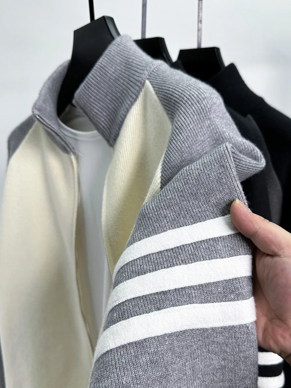Men's Color Block Zip-Up Cardigan, image 3