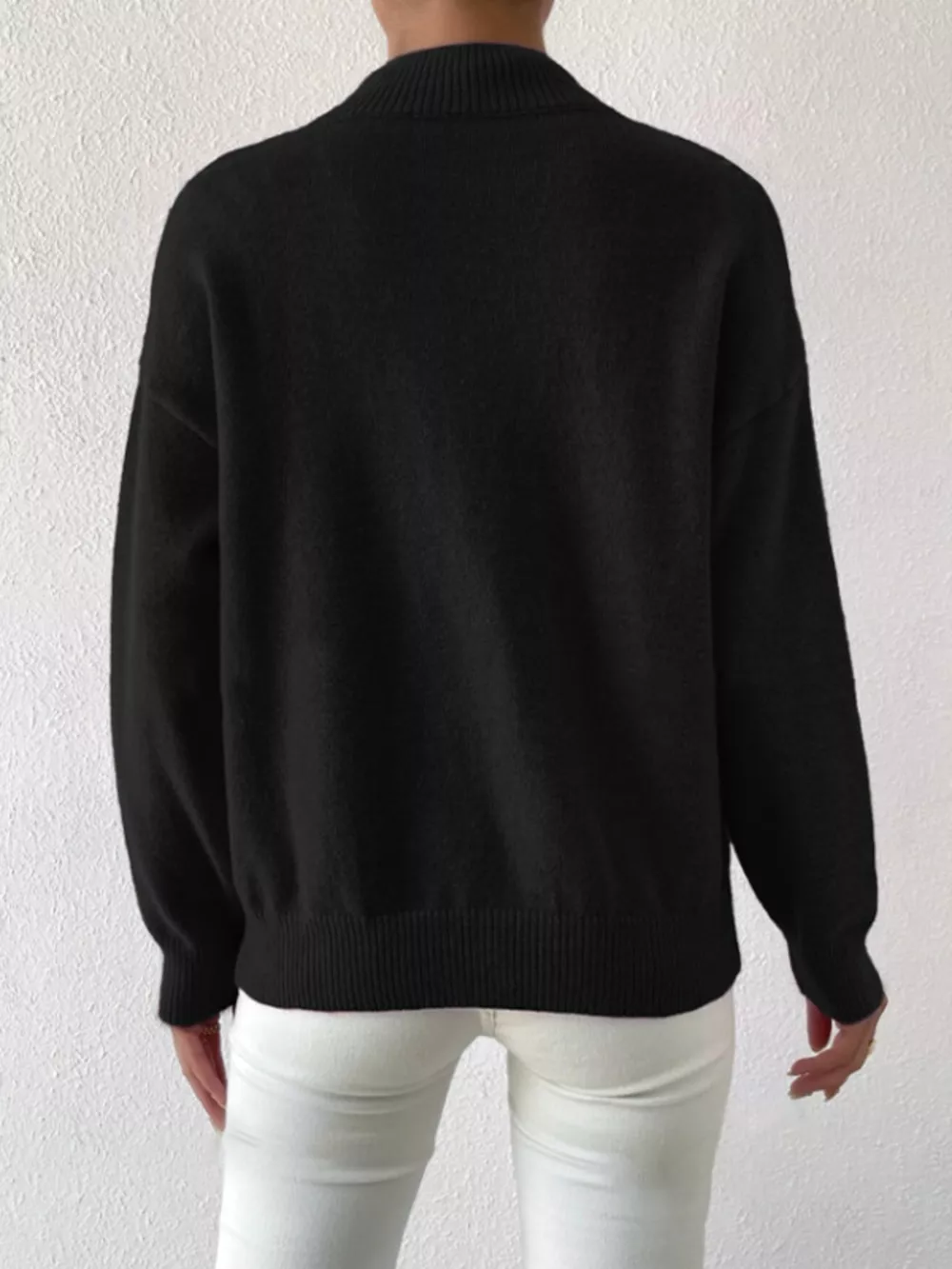 Mock Neck Dropped Shoulder Sweater, image 10