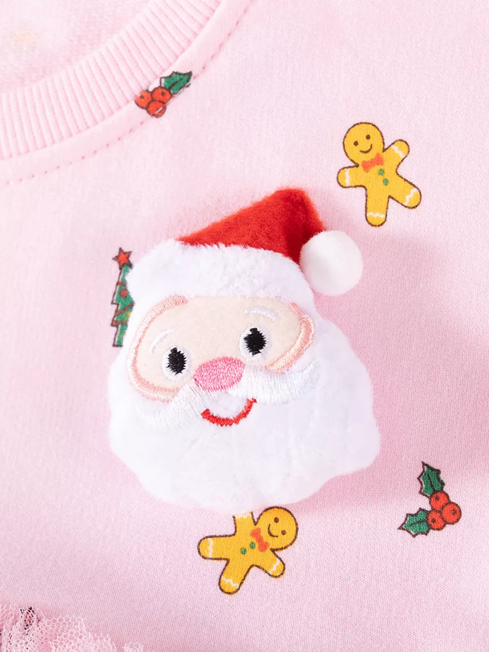 Children's Christmas Santa Claus Tulle Long-Sleeve Dress, image 3