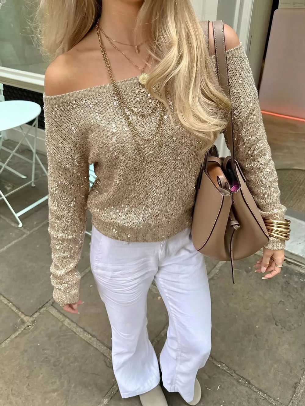 Sequin Off-Shoulder Sweater, image 4
