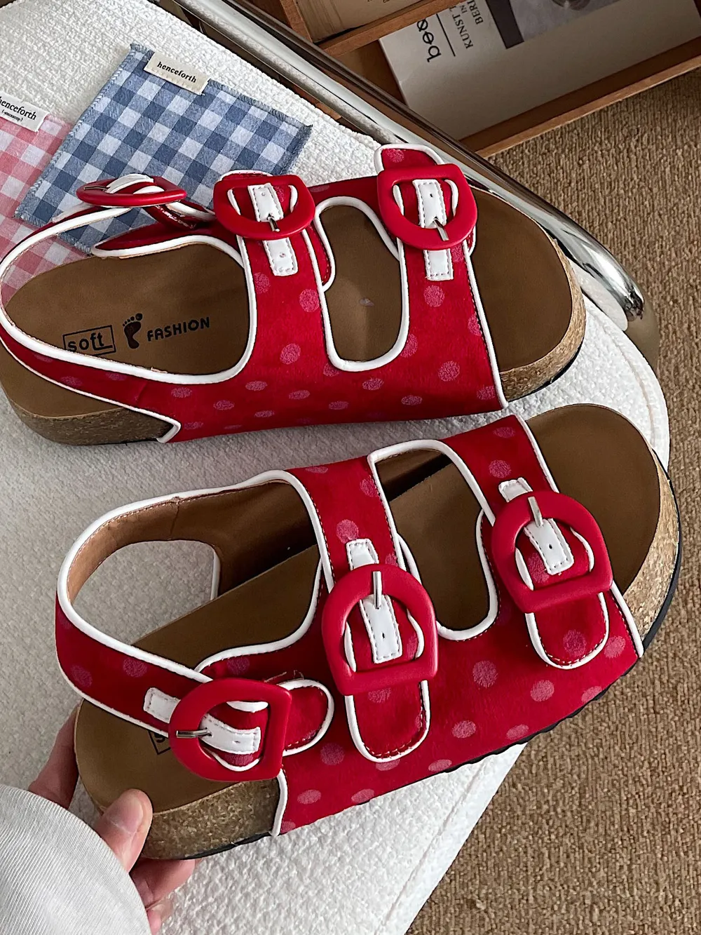 Polka Dot Double Buckle Platform Sandals, image 5