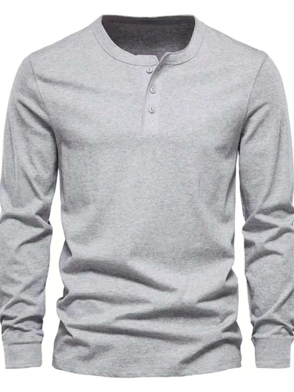 Men's Full Size Button Detail Long Sleeve Henley T-Shirt Plus Size, image 5