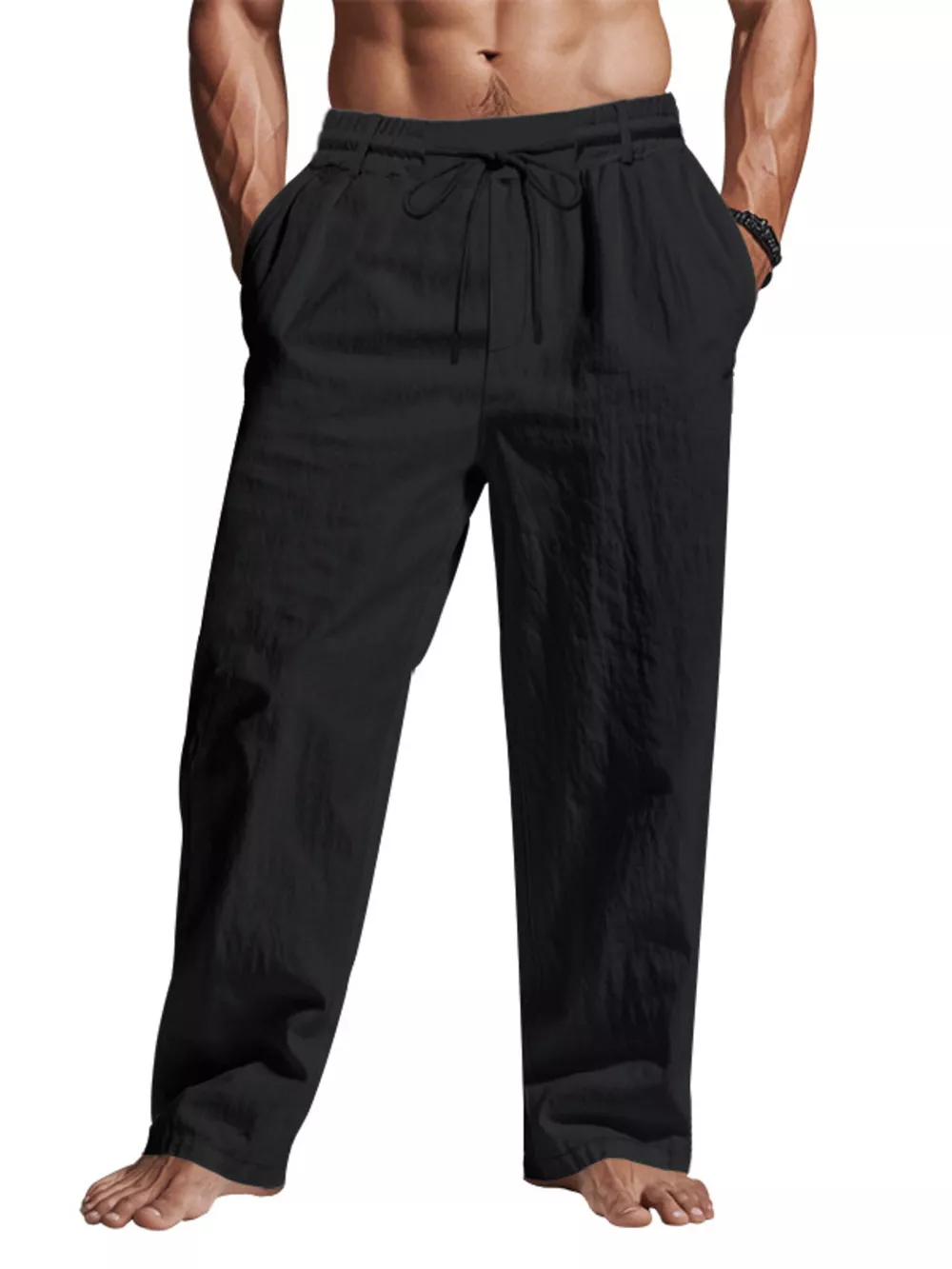 Men's Full Size Drawstring Elastic Waist Loose Fit Pants Plus Size