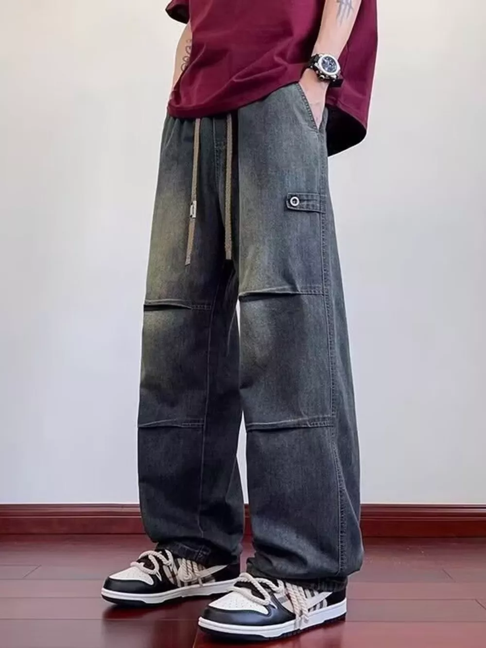 Men's Full Size Wash Wide Leg Jeans Plus Size, image 3