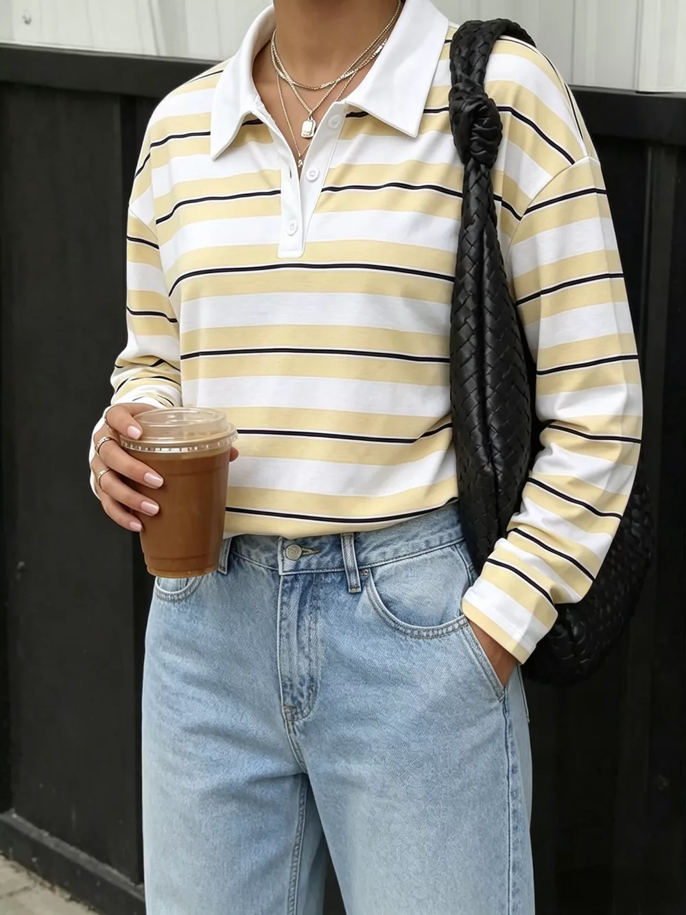 Striped Long Sleeve Polo Top, image 4