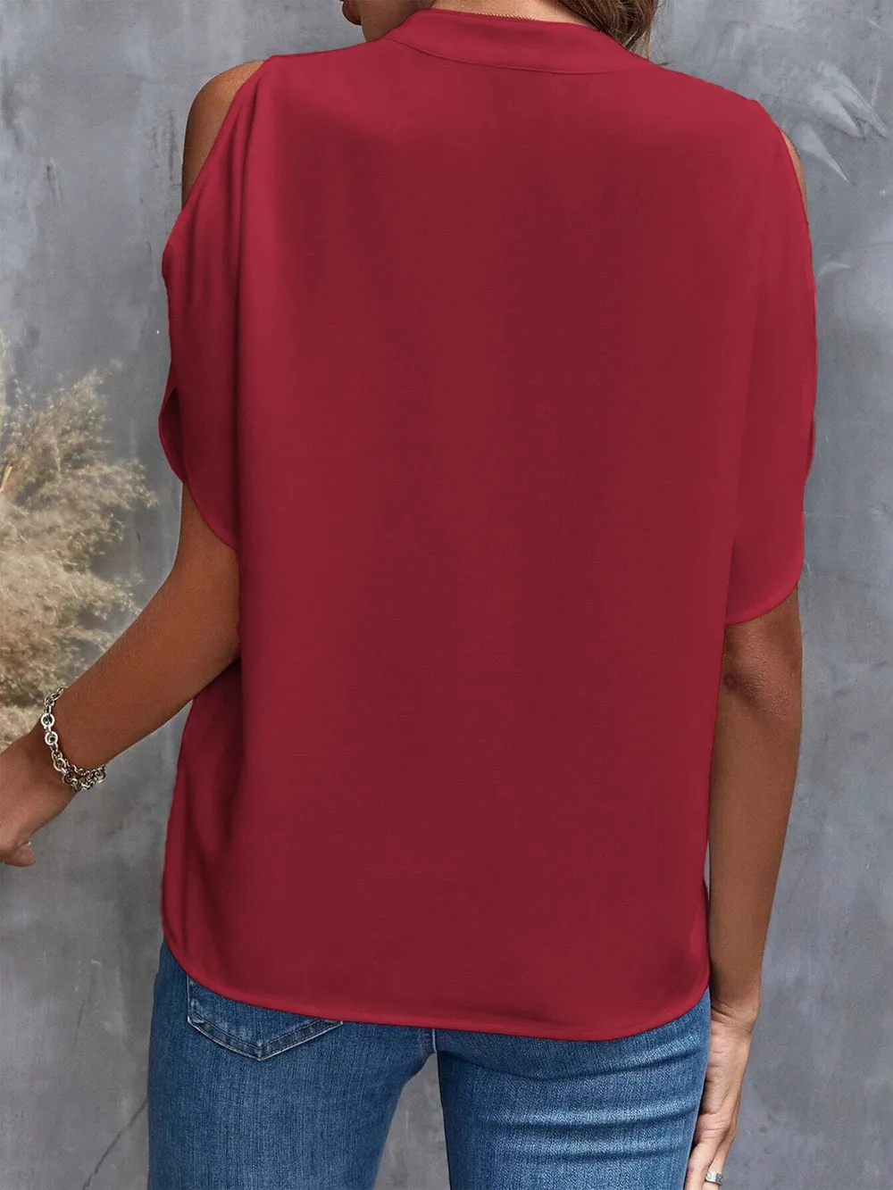 Cold Shoulder Notched Blouse, image 12
