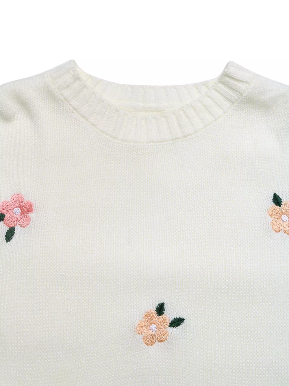 Flower Round Neck Long Sleeve Sweater, image 3