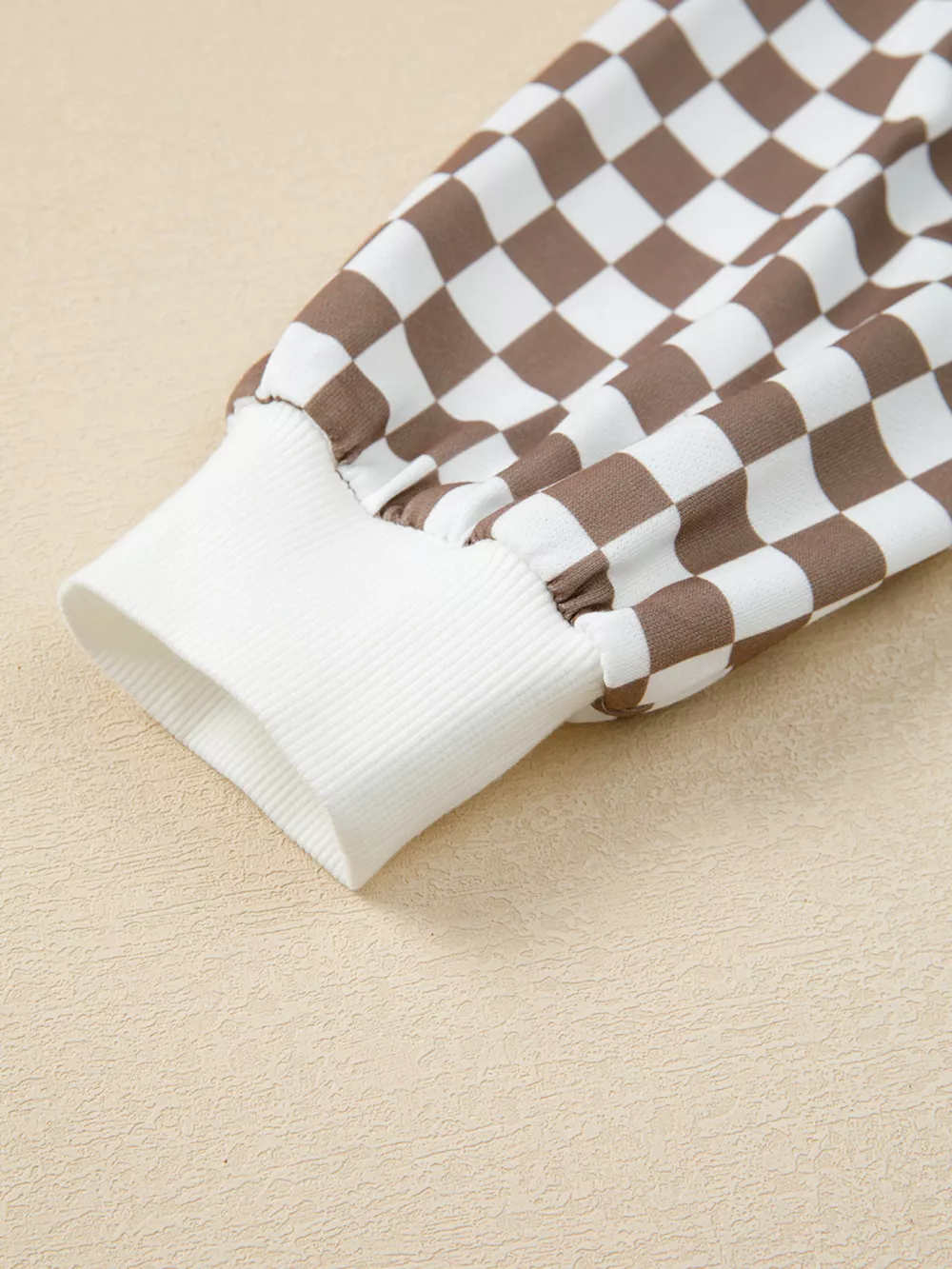 Checkered Print Polo Collar Cropped Long Sleeve Top and Drawstring Mini Skirt Set, image 7