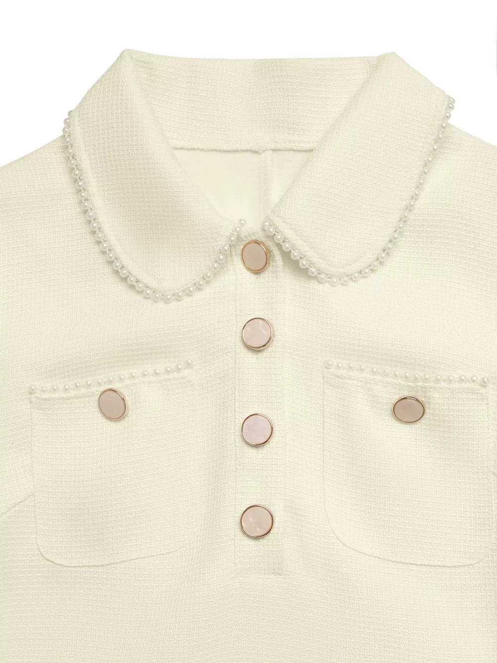 Peter Pan Collar Button-Front Tweed Mini Dress, image 7