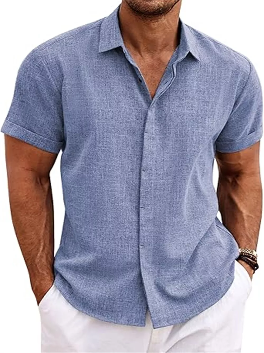 Men's Full Size Casual Short Sleeve Button-Down Shirt Plus Size, image 13