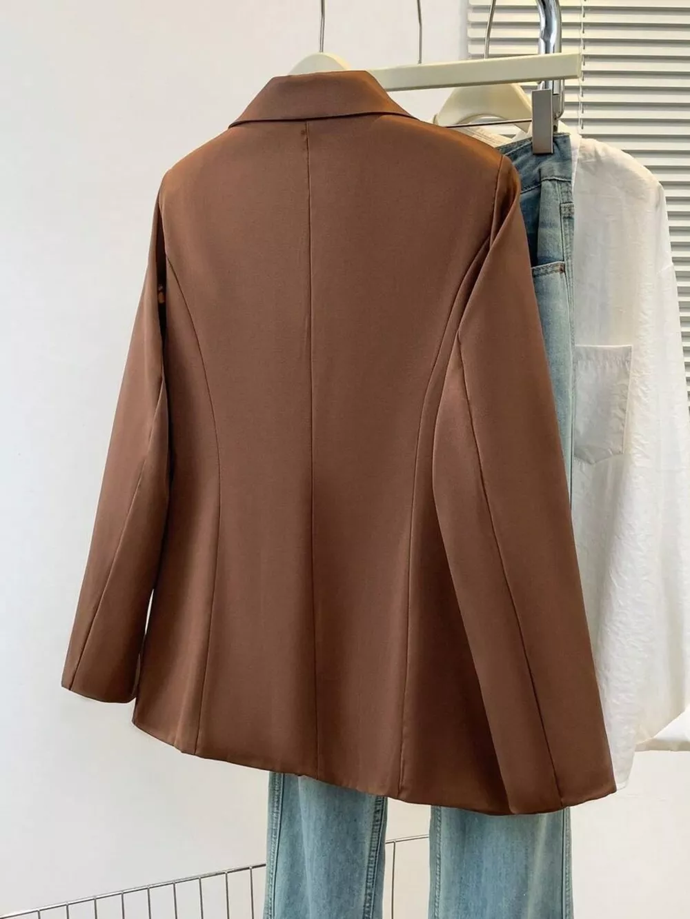 Full Size Single-Breasted Lapel Collar Blazer Plus Size, image 9