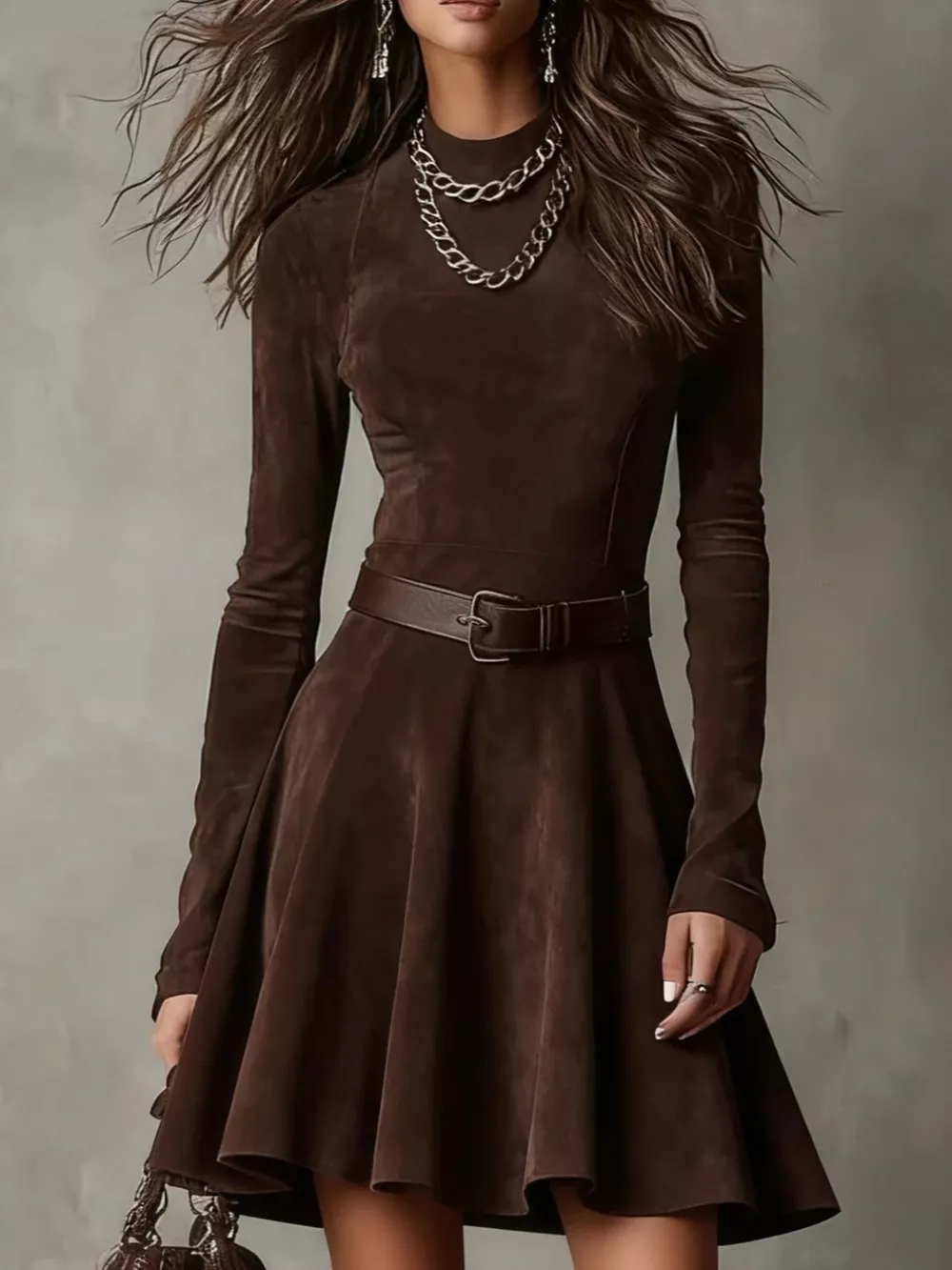 Mock Neck A-Line Dress, image 2