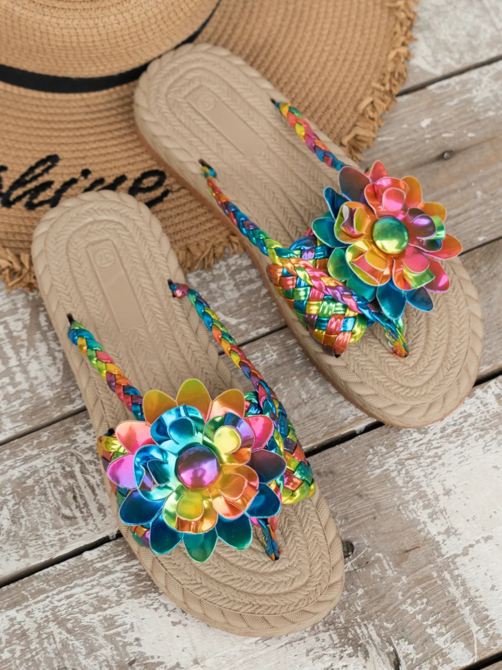 Floral Embellished Comfort Slide Sandals, image 8