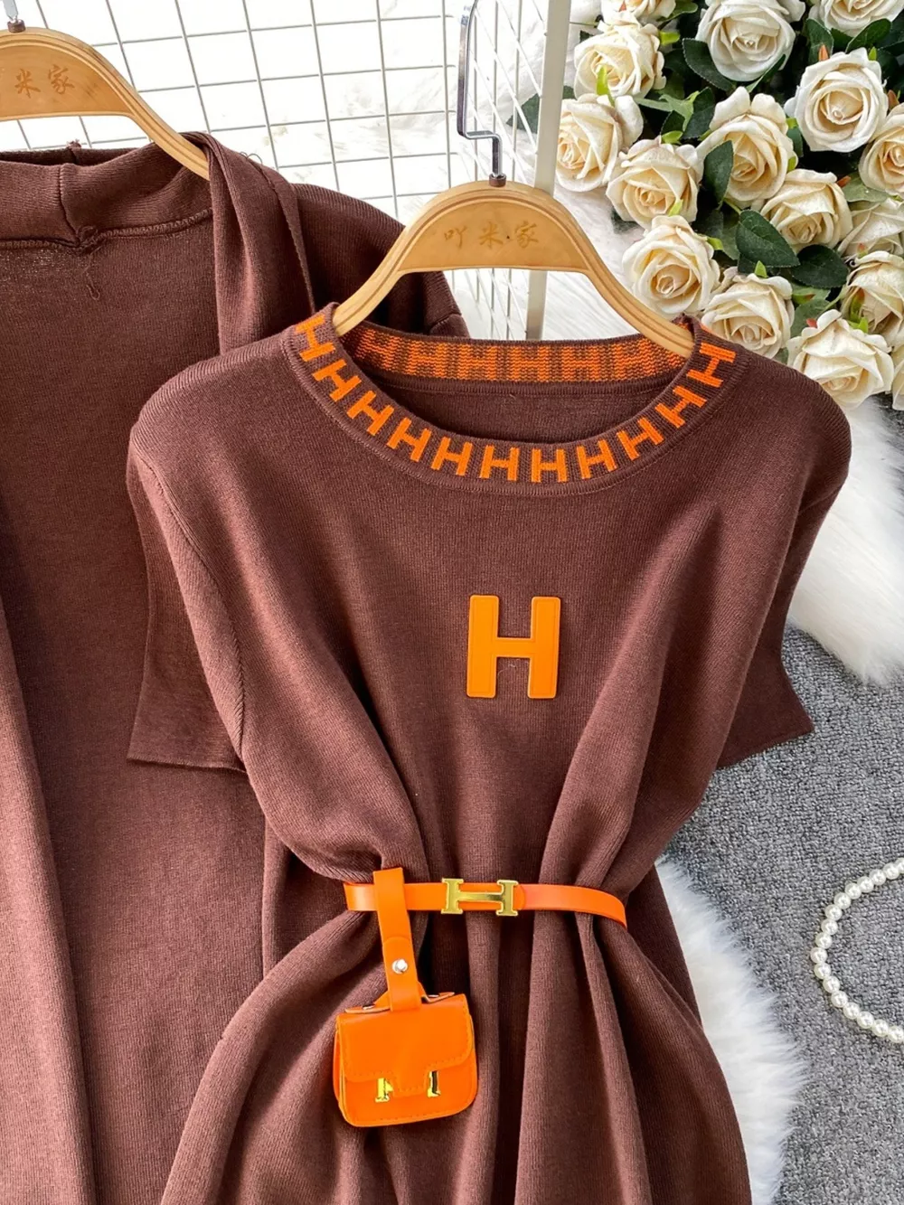 Round Neck Knitted Dress & Cardigan Set, image 15