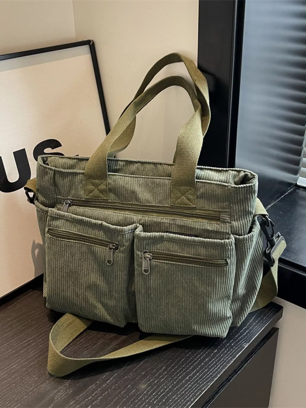 Corduroy Multi-Pocket Crossbody Bag, image 8