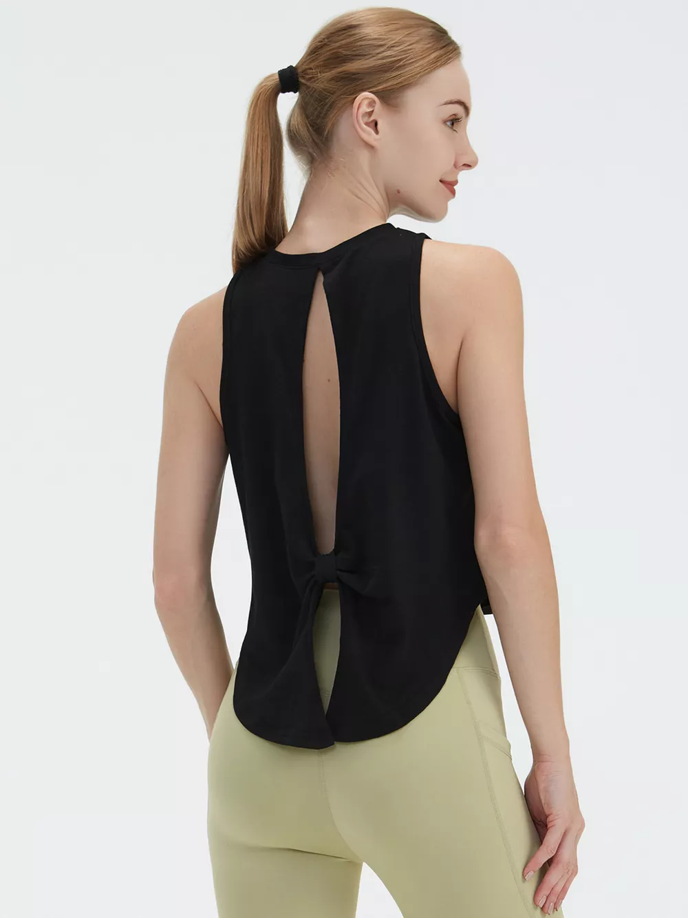 Cutout Back Round Neck Active Tank, image 16