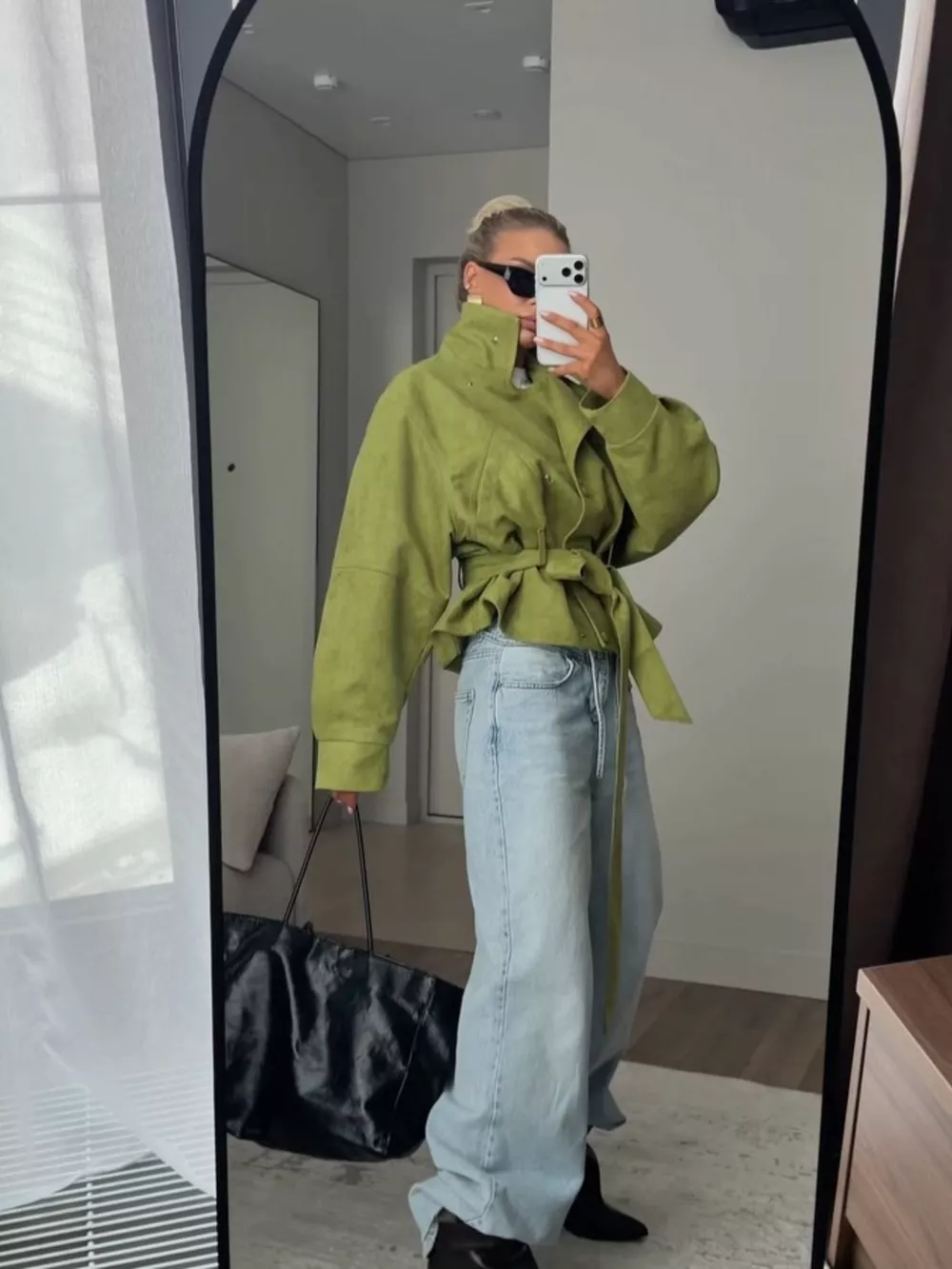 Tie Waist Long Sleeve Cropped Jacket, image 9