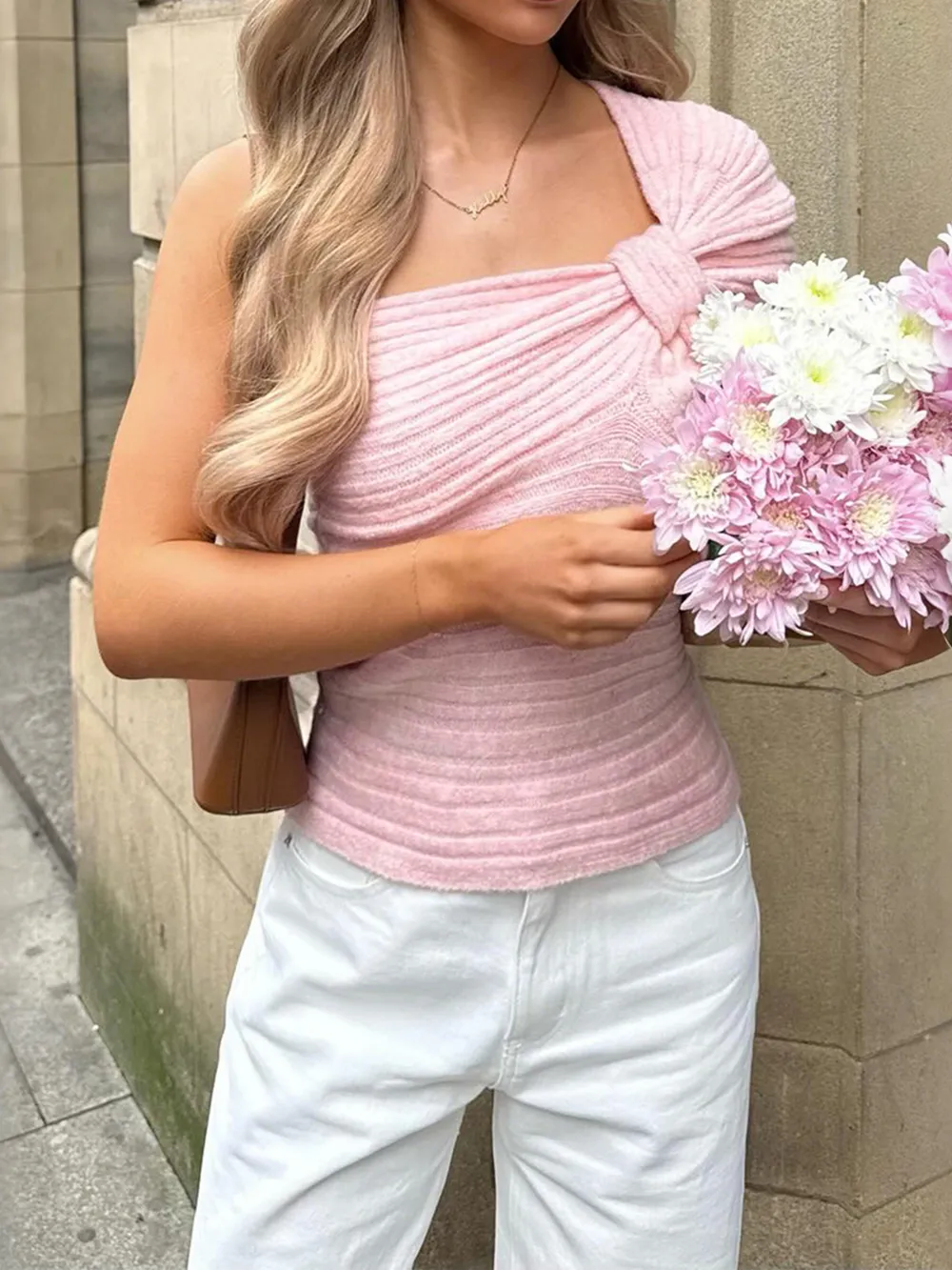 One Shoulder Ribbed Sweater, image 2