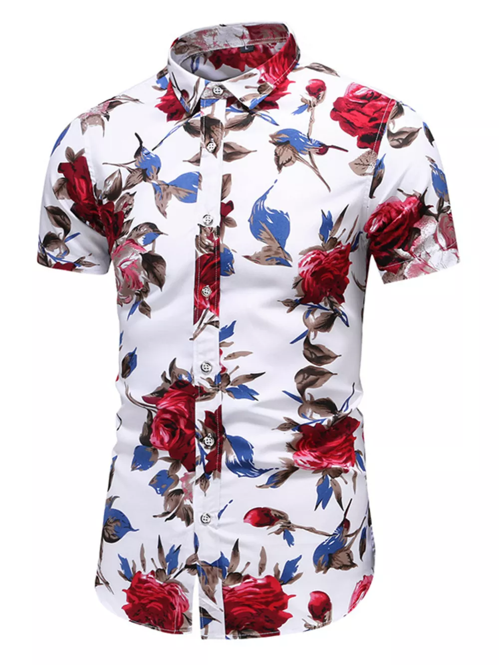 Men's Plus Size Floral Print Short Sleeve Casual Shirt, image 5