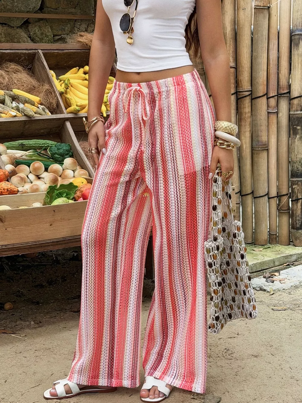 Striped Wide-Leg Pants