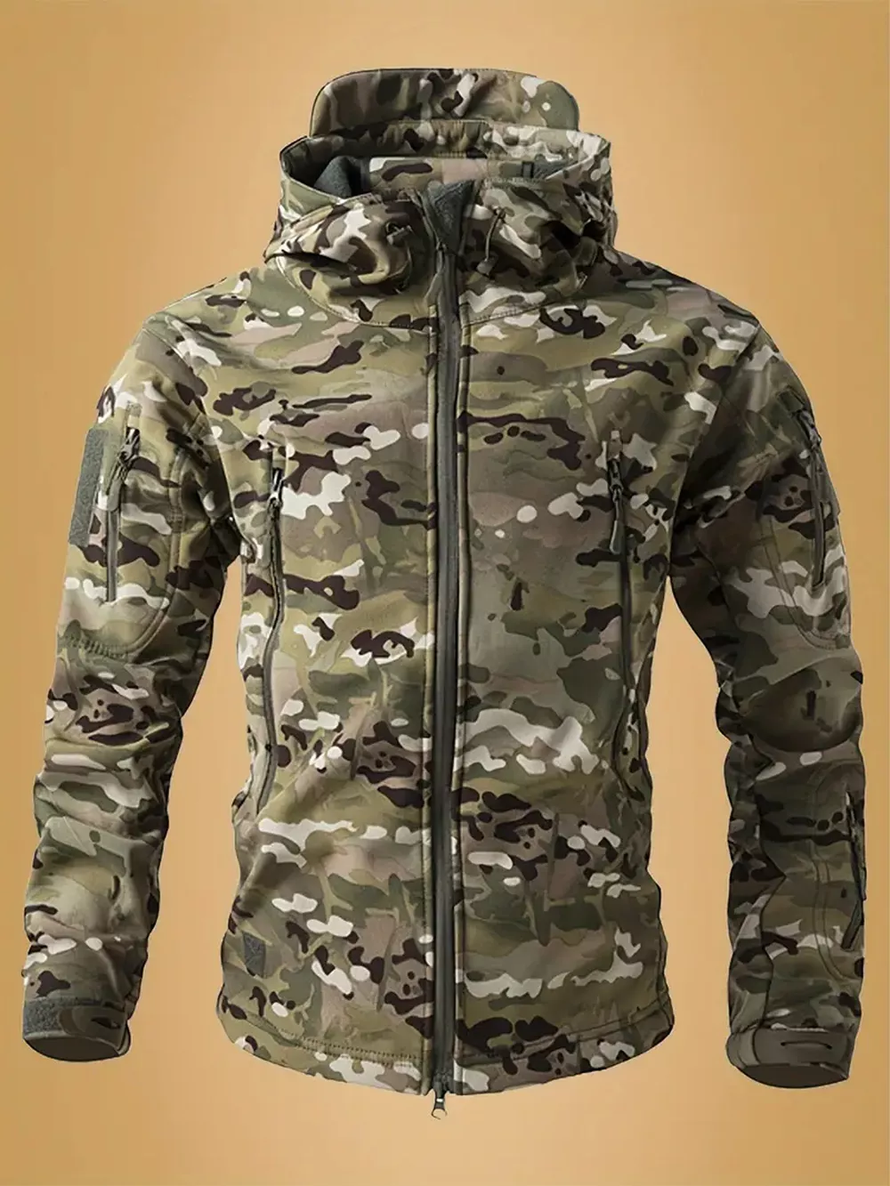 Men's Camouflage Zip Up Hooded Jacket, image 5