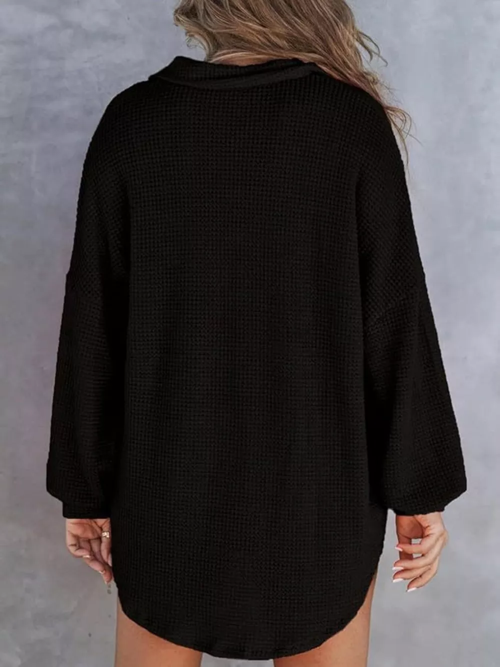 Casual Waffle Knit Button Detail Blouse, image 18
