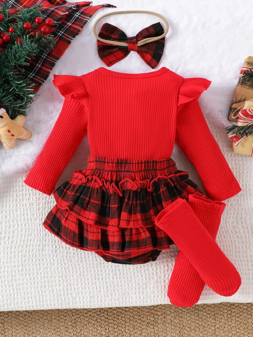 Children's Christmas Ruffle Trim 4-Piece Set, image 2