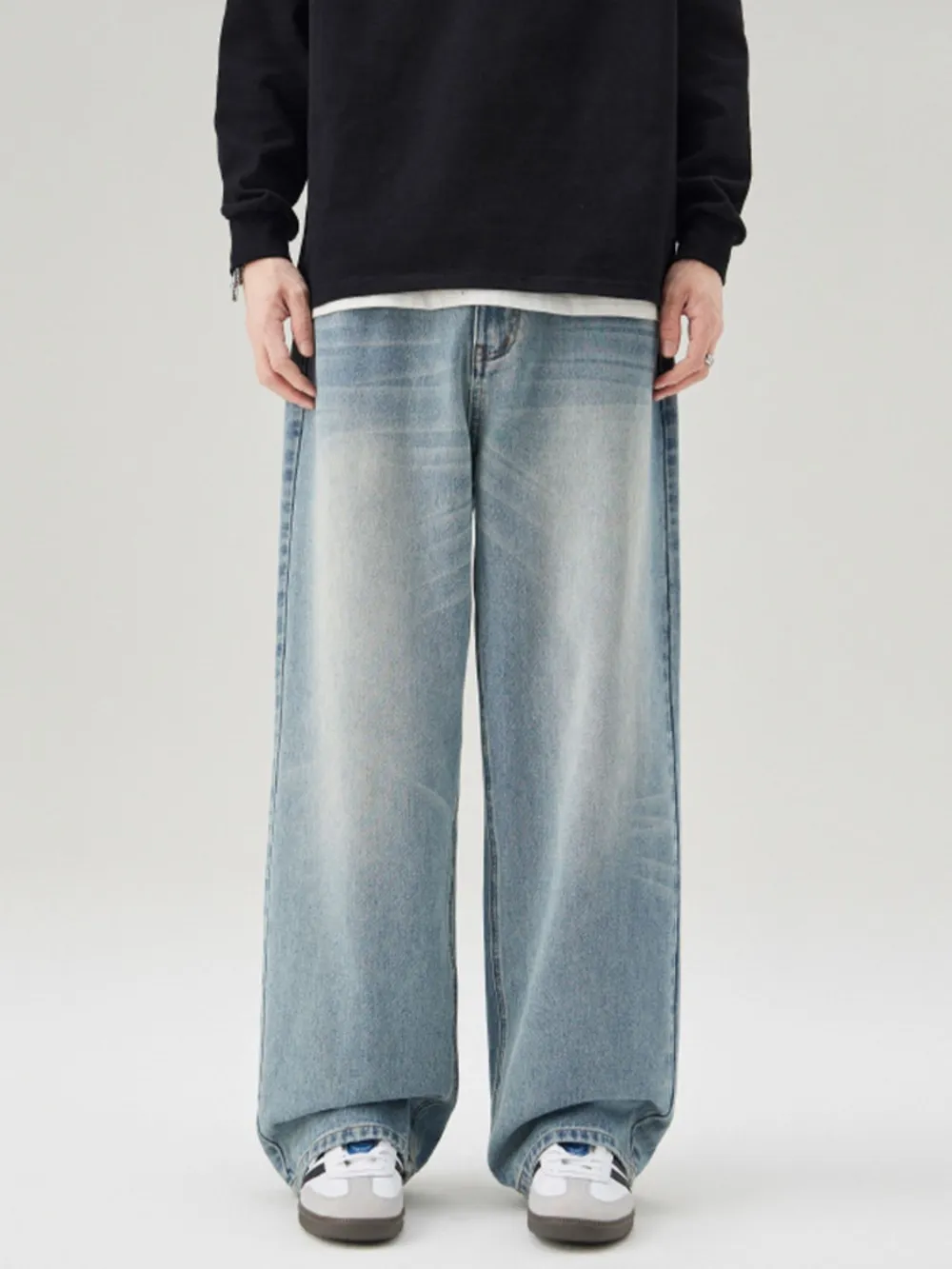 Men's Full Size Wide Leg Washed Baggy Jeans Plus Size, image 3