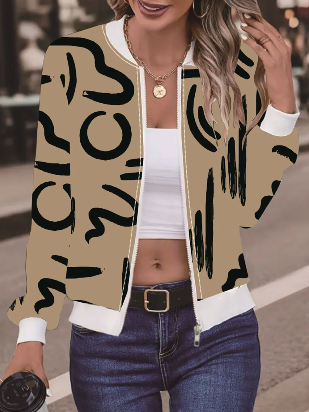 Number Print Zip Up Jacket, image 6